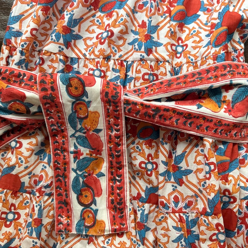 Victoria Dunn- XS, Floral Print Wrap Dress in Cream with Red & Blue Accents. NWT - Picture 6 of 8